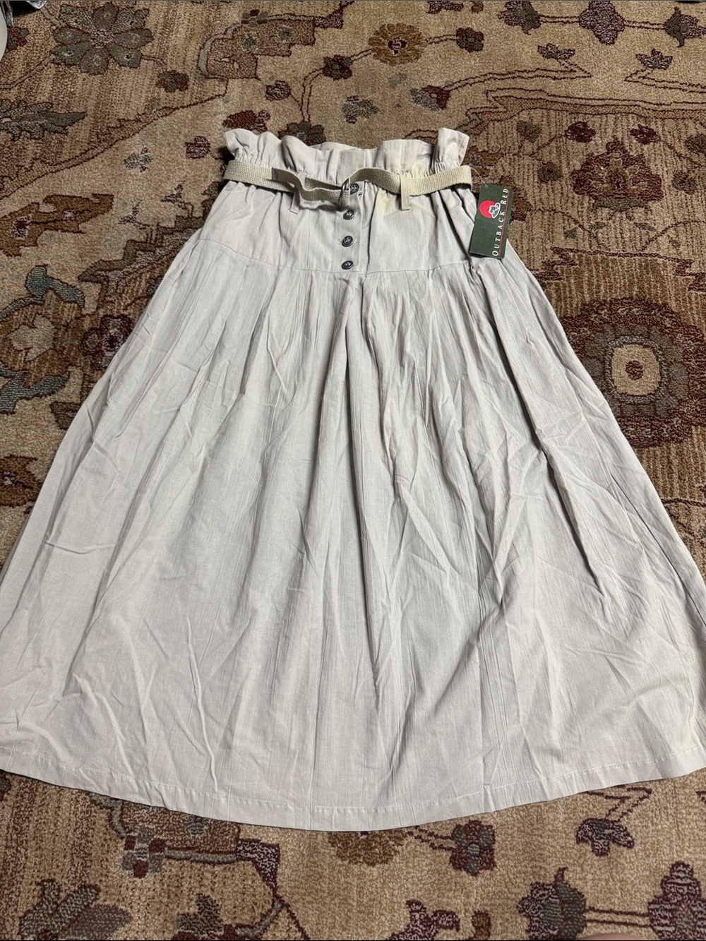 Vintage NWT Outback red from the limited a line full belted skirt w elastic L